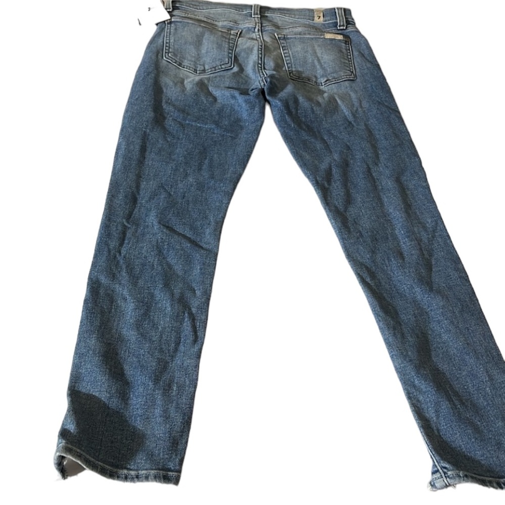 7 FOR ALL MANKIND size 26 blue jeans ANKLE GWENEVERE. stretch distressed hem - Picture 4 of 16